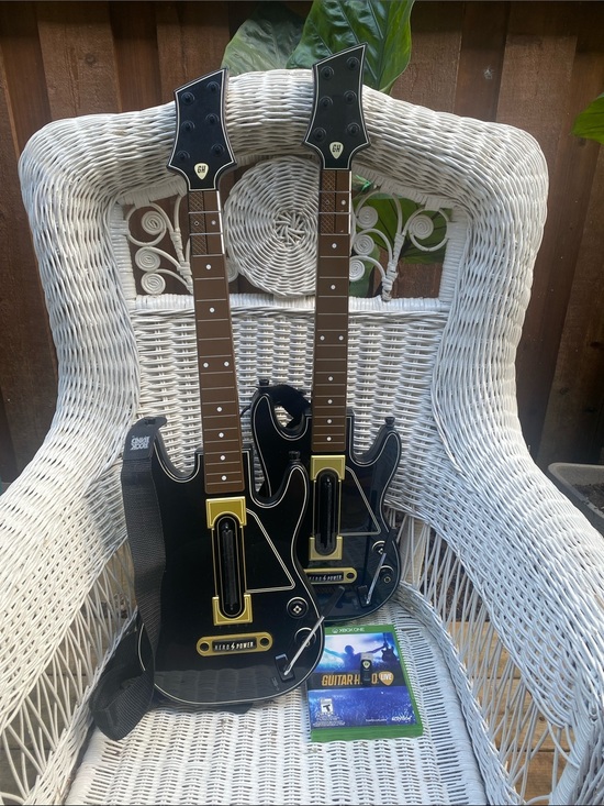 Xbox Other - X Box 1 2Wireless Dual  Guitar Controllers, Guitar Hero Live, 1 dongle, 2 straps